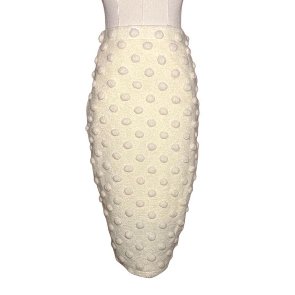 NWT Natalia Romano Ivory Straight & Pencil Skirt Size M Wool Blend Front USA